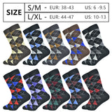 Brand Men's Socks Soft and breathable High Quality Cotton black Classic pattern Happy Gentleman Plus Size Mens dress Socks