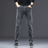 men's slim jeans 2024 autumn new men's casual straight fall stretch denim trousers Fashion Slim Grey Men's Jeans