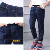 New Fashion Baby Jeans Solid Blue Denim Trousers for Big Boys Casual Washing Blue Jeans Loose Children Long Pant Fat Boy Clothes