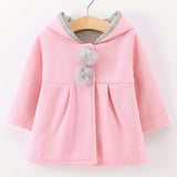 Spring Baby Girls Jackets Cute Rabbit Ear Cotton Autumn Kids Outerwear Children Hooded Coats 1 2 3 4 5 Year Toddler Girl Coat
