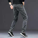 men's slim jeans 2024 autumn new men's casual straight fall stretch denim trousers Fashion Slim Grey Men's Jeans