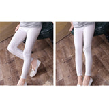 2-14 Years Girls Skinny Long Pants Shiny Black White Pink Children Bottoms Leggings Kids Elastic Trousers All-matches Leggings