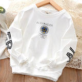 Spring Kids Boys White Sweatshirts Cotton Long Sleeve Letter Print Pullover Tops for Teenagers Fashion Children Tracksuits 8 Yrs
