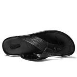 Breathable Men Slippers Genuine Leather Leisure Flip Flops Indoor Mens Casual Shoes Slip On Flats Summer Outdoor Rubber Shoes