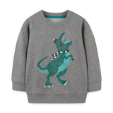 2023 Winter Cartoon Dinosaur Jumper Top Boys Long Sleeve Cotton Sweatshirt Children's Pullovers Fashion Boy Hoodies Kids Clothes