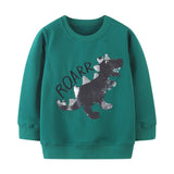 2023 Winter Cartoon Dinosaur Jumper Top Boys Long Sleeve Cotton Sweatshirt Children's Pullovers Fashion Boy Hoodies Kids Clothes