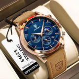 POEDAGAR Luxury Man Wristwatch Sports Leather Men Quartz Watch Waterproof Luminous Calendar Chronograph Men's Watches Male Clock