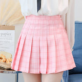 Women High Waist Pleated Skirt y2k Summer Casual Kawaii A-line Plaid black tennis Japanese School Uniform Mini Skirts for Girls