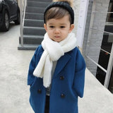 Winter Grid Jackets Boys Girls Woolen Double-Breasted Baby Trench Coat Lapel Kids Outerwear Wool Overcoat Toddler Fall Clothes