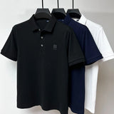 100% cotton breathable polo shirt short sleeve men's brand T-shirt 2023 summer high-end embroidery casual loose Paul shirt men's