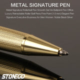 STONEGO Metal Ballpoint Pen, Retractable Signature Pen Crest Style Metal Housing Black Ink Medium Point 1.0mm