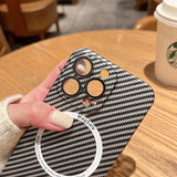 Carbon Fiber for iphone 12 13 14 pro Max Case Magsafe Magnetic Wireless Charging Case For iPhone 13 12 Pro Max 14Plus Hard Cover