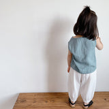 Children's Double Gauze Cotton Tank Top Summer New Boys And Girls Baby Casual Breathable Thin Sleeveless T-Shirts WT830