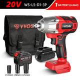 VVOSAI MT-Series 600N.m 20V Brushless Electric Wrench Socket Li-ion Battery Cordless Impact Wrench For Car Tires Power Tools