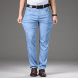 Classic Style Summer Men's Light Blue Thin Straight Jeans Business Casual Stretch Denim Pants Male Brand Loose Trousers