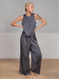 Bornladies Women Pajama Suit Spring Summer Female Homewear Sets Sleeveless Crossed Back Vest & Loose Trousers Two Piece Sets