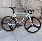 METTLER Track Bike With 70mm Rim Three Spoke Wheel Aluminum Alloy Frame Fork Single Speed 700C Fixed Gear Racing Fixie Bicycle