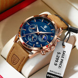 POEDAGAR Luxury Man Wristwatch Sports Leather Men Quartz Watch Waterproof Luminous Calendar Chronograph Men's Watches Male Clock