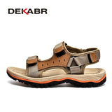 DEKABR Sandals For Men Outdoor Fashion 2023 Summer Men Shoes Genuine Leather Non-slip Beach Slip-On Daily Footwear Men Sandals