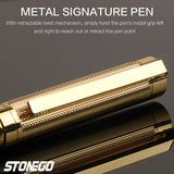 STONEGO Metal Ballpoint Pen, Retractable Signature Pen Crest Style Metal Housing Black Ink Medium Point 1.0mm