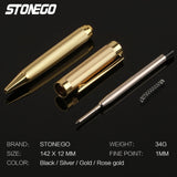 STONEGO Metal Ballpoint Pen, Retractable Signature Pen Crest Style Metal Housing Black Ink Medium Point 1.0mm