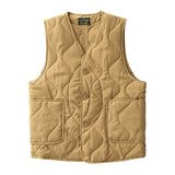 Vintage Amekaji Waistcoat Men Autumn Winter New V-neck Multi-pocket Quilting Vest Military Style Meniscus Cotton Hunting Vest