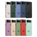Luxury Ring Stand Magnetic Phone Case For Samsung Galaxy Z Flip 4 Flip 3 Bracket Skin Feel Silicone Cover For Samsung Z Flip4 3
