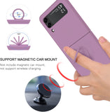 Luxury Ring Stand Magnetic Phone Case For Samsung Galaxy Z Flip 4 Flip 3 Bracket Skin Feel Silicone Cover For Samsung Z Flip4 3