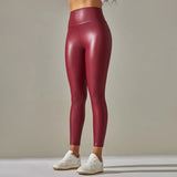 Women PU Leather Leggings Black Pockets Leather Pencil Pants High Waist Sexy Skinny Stretch Leggings Thin Velvet Leather Trouser