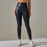 Women PU Leather Leggings Black Pockets Leather Pencil Pants High Waist Sexy Skinny Stretch Leggings Thin Velvet Leather Trouser