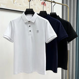 100% cotton breathable polo shirt short sleeve men's brand T-shirt 2023 summer high-end embroidery casual loose Paul shirt men's
