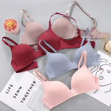 Women No Wire Push Up Seamless Bra Sexy Underwear Girls Students Breathable Thin 12 Colors Bras Female's Bra Breathable Gathered