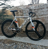 METTLER Track Bike With 70mm Rim Three Spoke Wheel Aluminum Alloy Frame Fork Single Speed 700C Fixed Gear Racing Fixie Bicycle