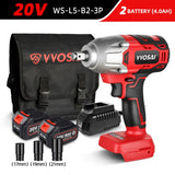 VVOSAI MT-Series 600N.m 20V Brushless Electric Wrench Socket Li-ion Battery Cordless Impact Wrench For Car Tires Power Tools