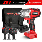 VVOSAI MT-Series 600N.m 20V Brushless Electric Wrench Socket Li-ion Battery Cordless Impact Wrench For Car Tires Power Tools