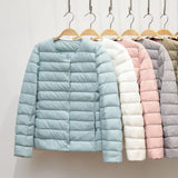 Women Liner Duck Down Jacket O-neck Variable V-neck 2022 New Female Winter Keep Warm Collarless Ultralight Quilted Puffer Coat