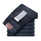 New Business Men's Jeans Casual Straight Stretch Fashion Classic Blue Black Work Denim Trousers Male Brand Clothing Size 32-38