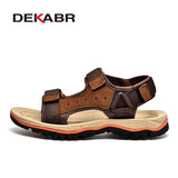 DEKABR Sandals For Men Outdoor Fashion 2023 Summer Men Shoes Genuine Leather Non-slip Beach Slip-On Daily Footwear Men Sandals