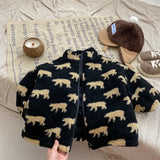 Autumn Winter Boy Children Fleece Thicken Warm Coat Retro Girl Baby Padded Cotton Long Sleeve Tops Kid Plus Velvet Casual Jacket