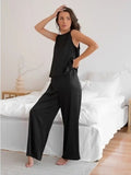 Bornladies Women Pajama Suit Spring Summer Female Homewear Sets Sleeveless Crossed Back Vest & Loose Trousers Two Piece Sets