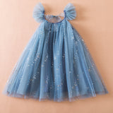 Birthday Party Kids Dresses for Girls Children Stars Sequins Shiny Vestidos Girl Elegant Prom Evening Princess Summer Ball Gowns