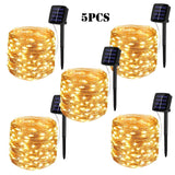 32m/22m/12m/7m Solar Led Lights Outdoor Festoon Led Lamp Solar Garden Outdoor Fairy String Garland Christmas Decor 5/4/3/2/1pack