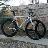 METTLER Track Bike With 70mm Rim Three Spoke Wheel Aluminum Alloy Frame Fork Single Speed 700C Fixed Gear Racing Fixie Bicycle