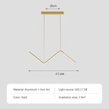 Modern LED Pendant Light Nodic Gold Hanging Chandelier For Tubular Restaurant Kitchen Office Coffee  Indoor Decorative Lamps