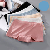 2pcs Womens Boxer Underwear Packs Soft Ribbed Cotton Boyshorts Female Safety Short Panties Plus Size M/L/XL