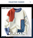 2024 Autumn Winter Warm Sweaters Patchwork Pullovers Korean Style Round Neck Knitted Sweater Men Women Fashion Knitwear