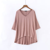 Fashion Tops Tees 2023 Summer T-shirt Women Half-Sleeve Solid Loose Shirt V-neck Oversize Basic Top Shirts for Women Casual