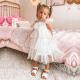 Birthday Party Kids Dresses for Girls Children Stars Sequins Shiny Vestidos Girl Elegant Prom Evening Princess Summer Ball Gowns