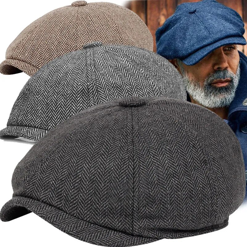 7194 Parent-child Beret Cap Tweed Flat Cap Octagonal Newsboy Gatsby Peaked Unisex Parent-Child Beret Cap Tweed Flat Cap Octagonal  main image 3