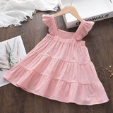 Bear Leader Summer 2023 New Casual Baby Kid Girl Infant Sleeveless Ruffles Princess Dress Cute Solid Color Korean Kids Clothes